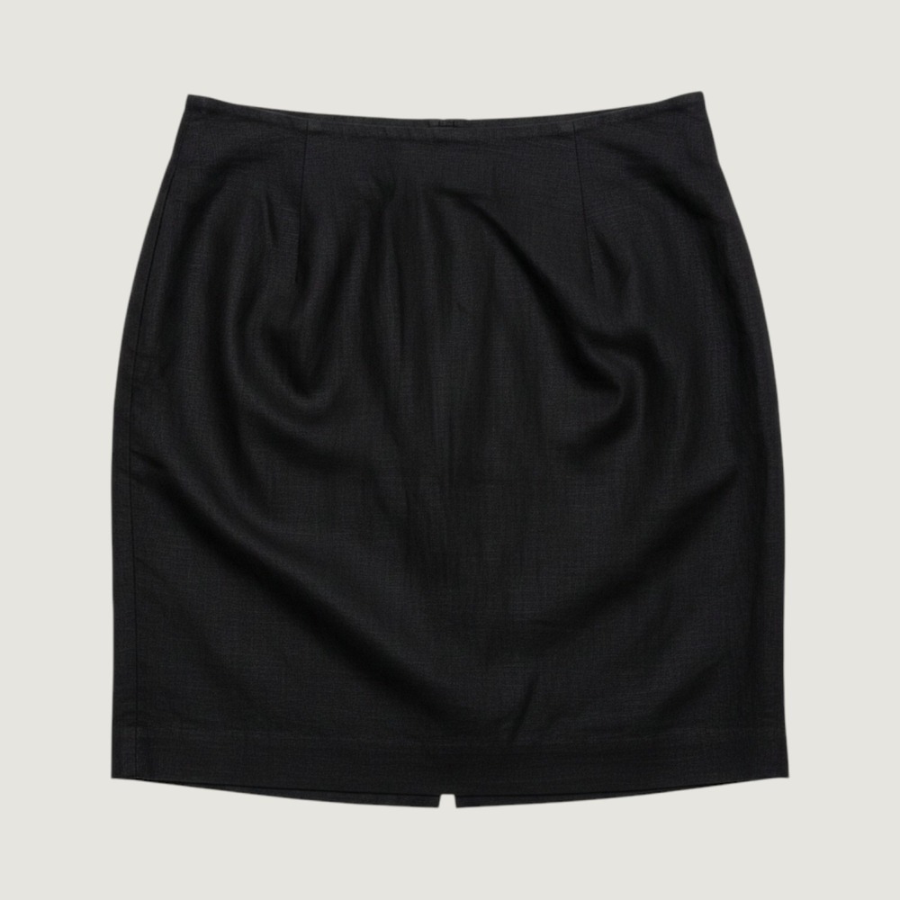 Kim Rogers Womens 14 Black 100% Linen Pencil Skirt Lined Back Vent